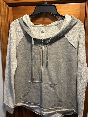 Roxy Light Gray Zip-Up Hoodie with Hood